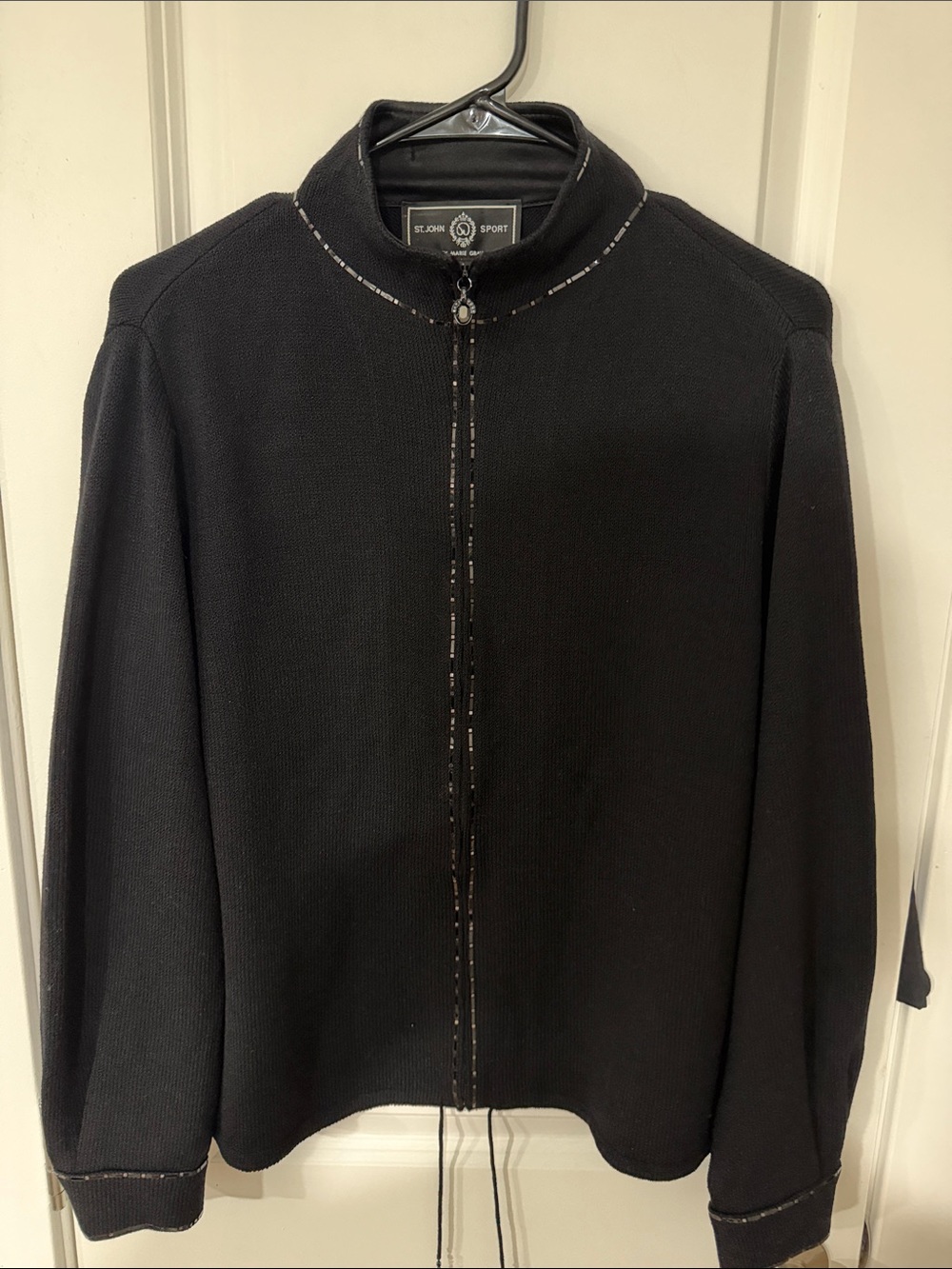 St. John Sport Women's Black Knit Zip-Front Bomber